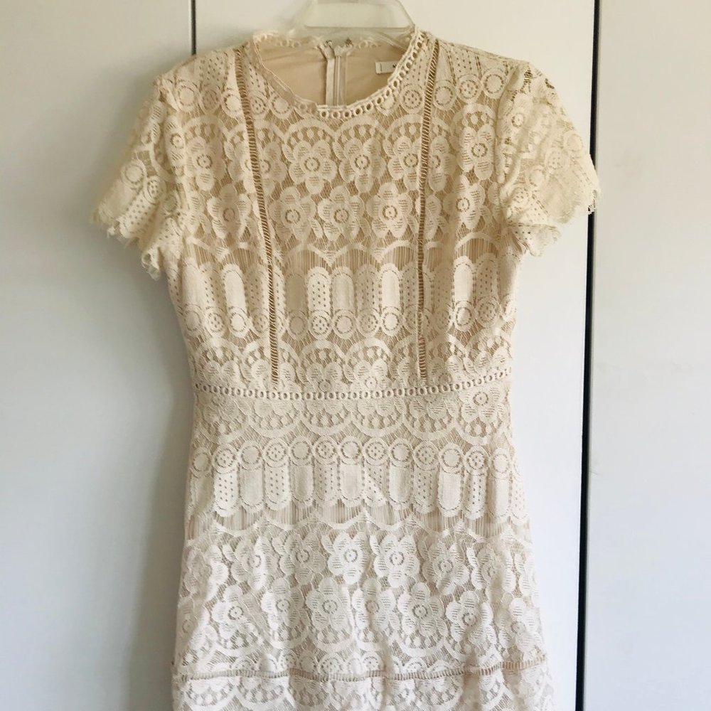 Blu Pepper Mock Neck Lace Dress - Size M